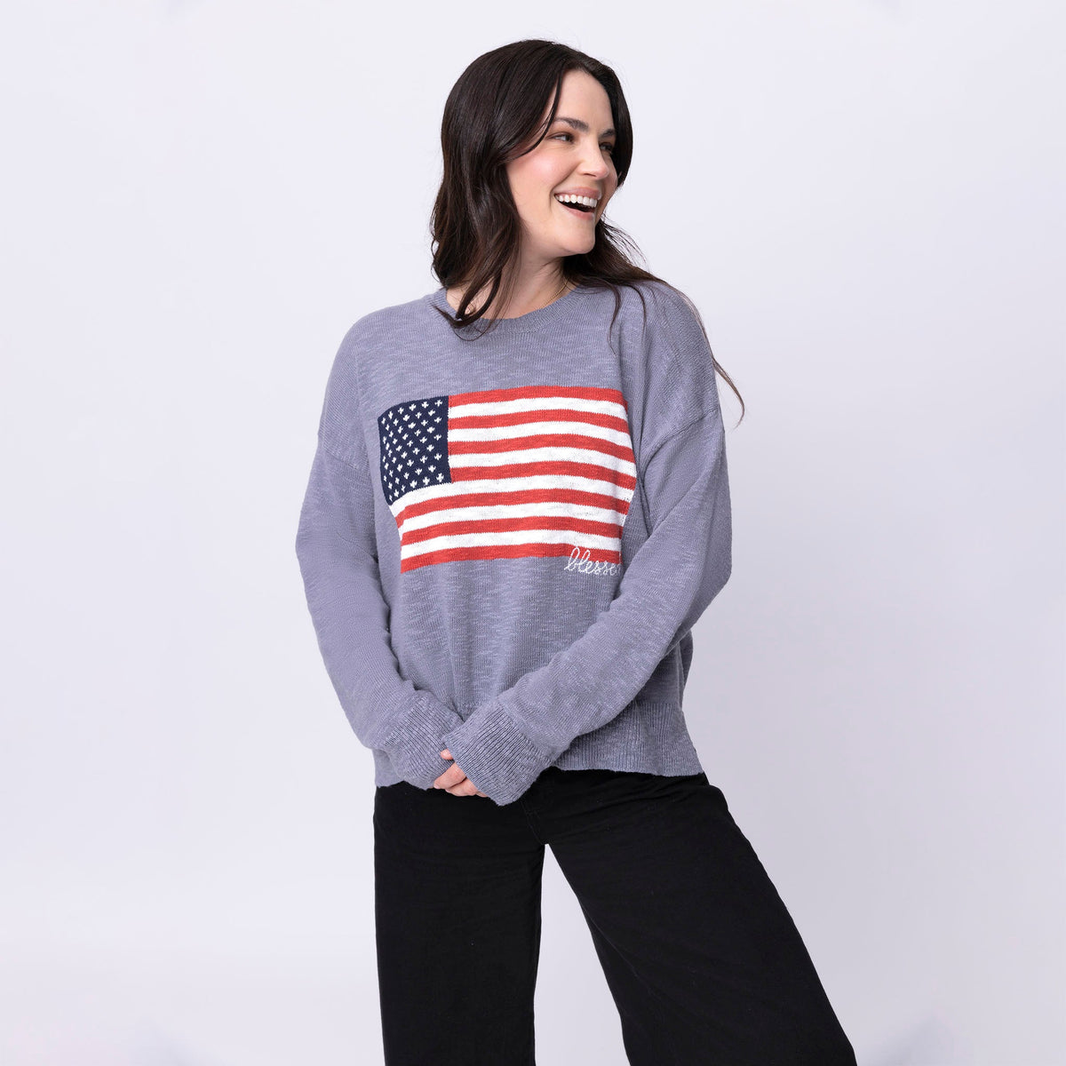 Blessed Flag Pullover Sweater