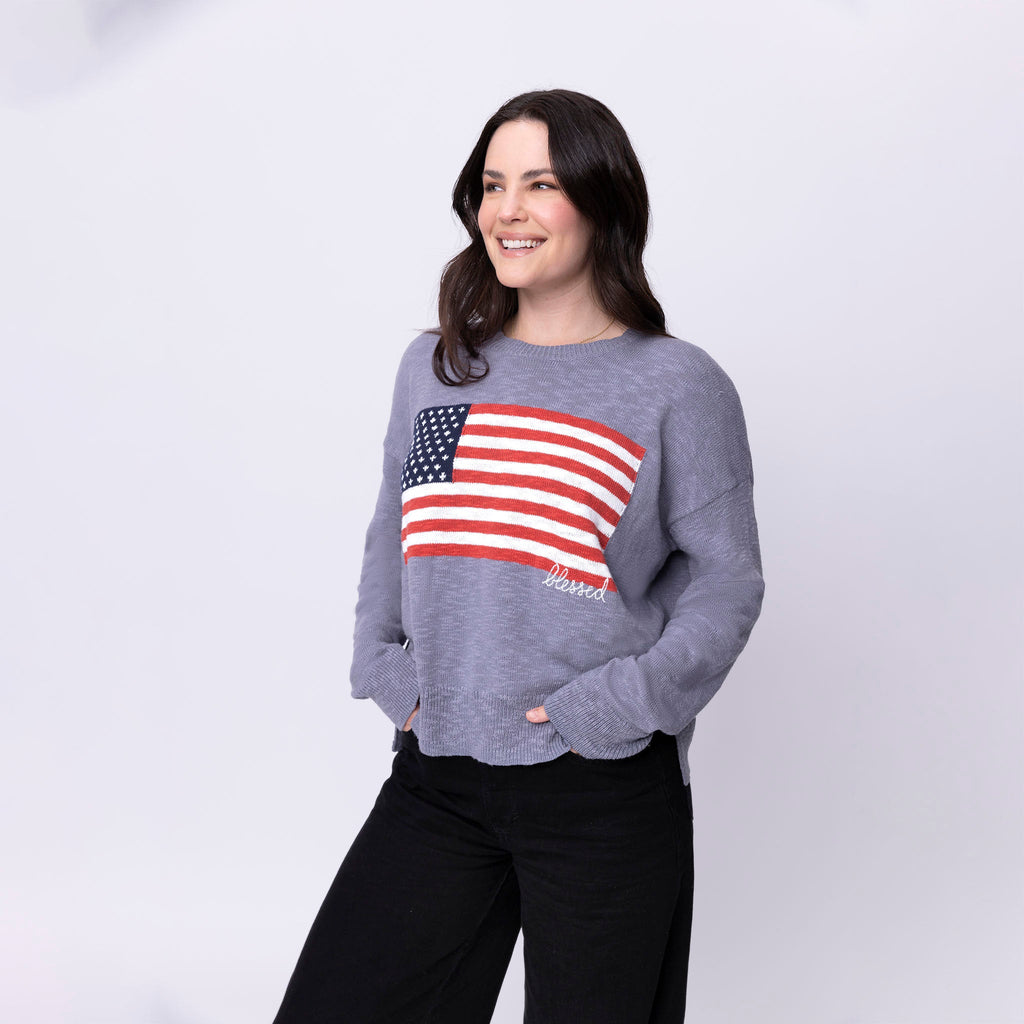 Blessed Flag Pullover Sweater