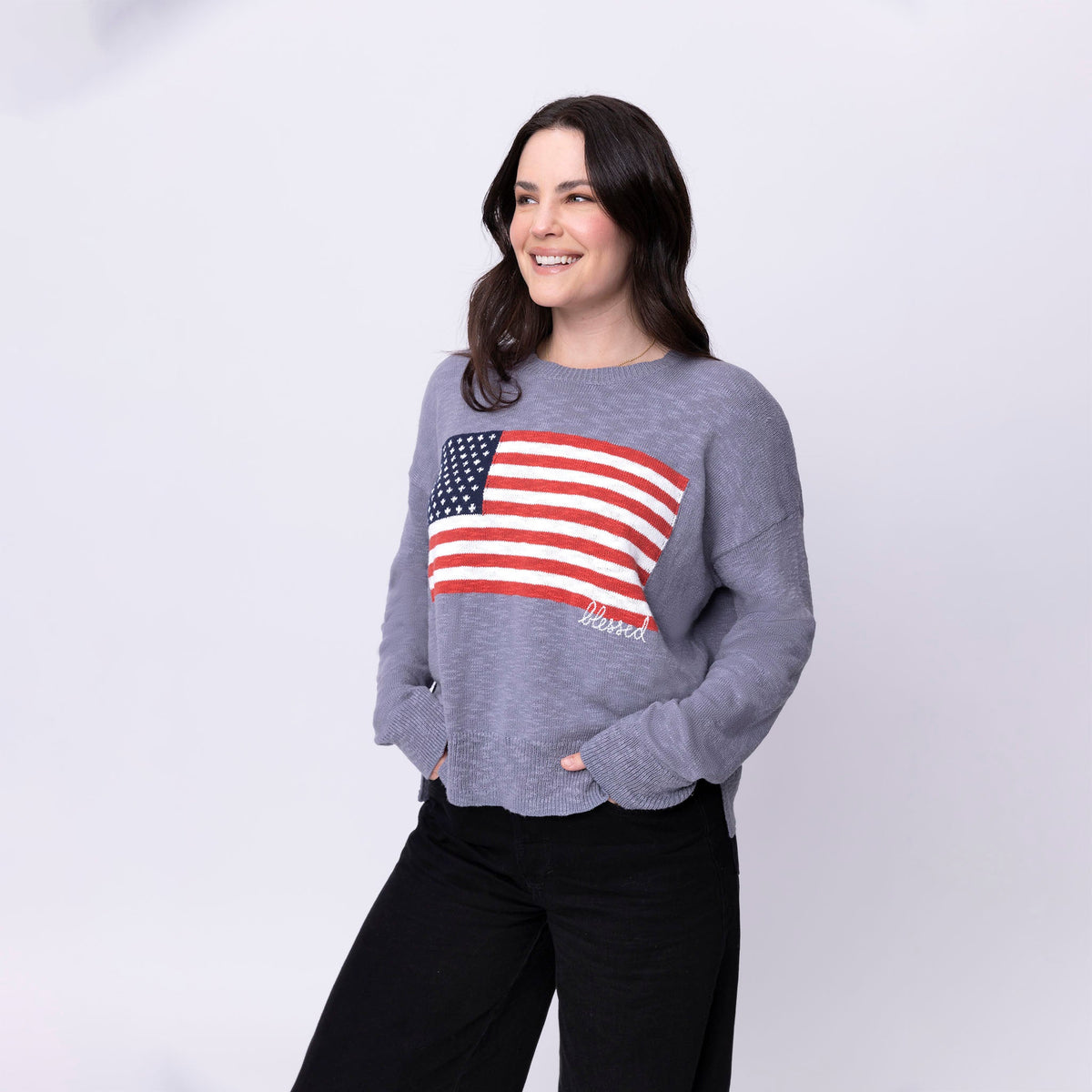 Blessed Flag Pullover Sweater