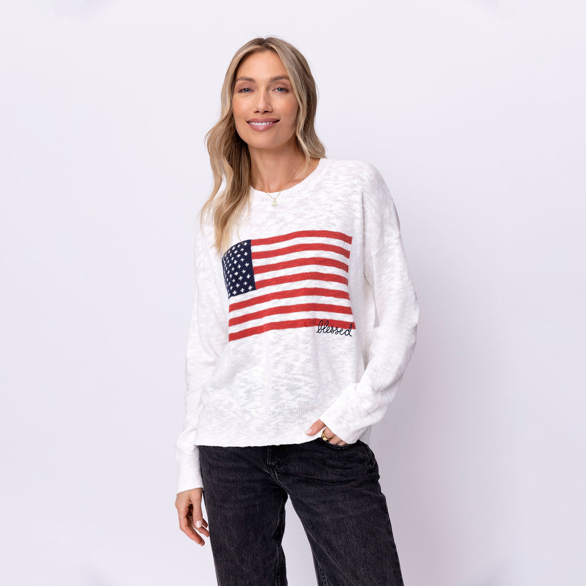 Blessed Flag Pullover Sweater