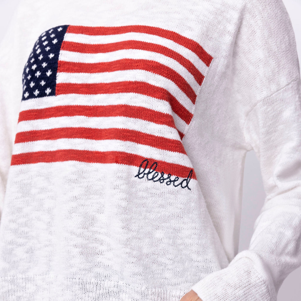 Blessed Flag Pullover Sweater