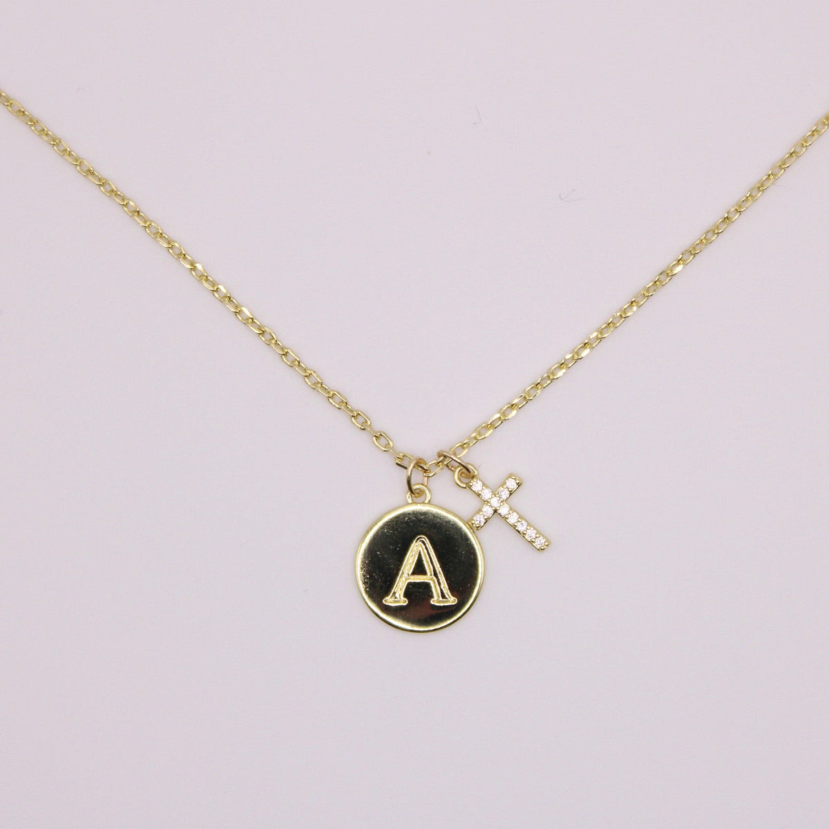 Initial Cross Gold Necklace