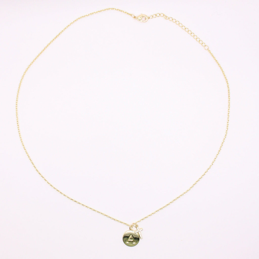 Initial Cross Gold Necklace