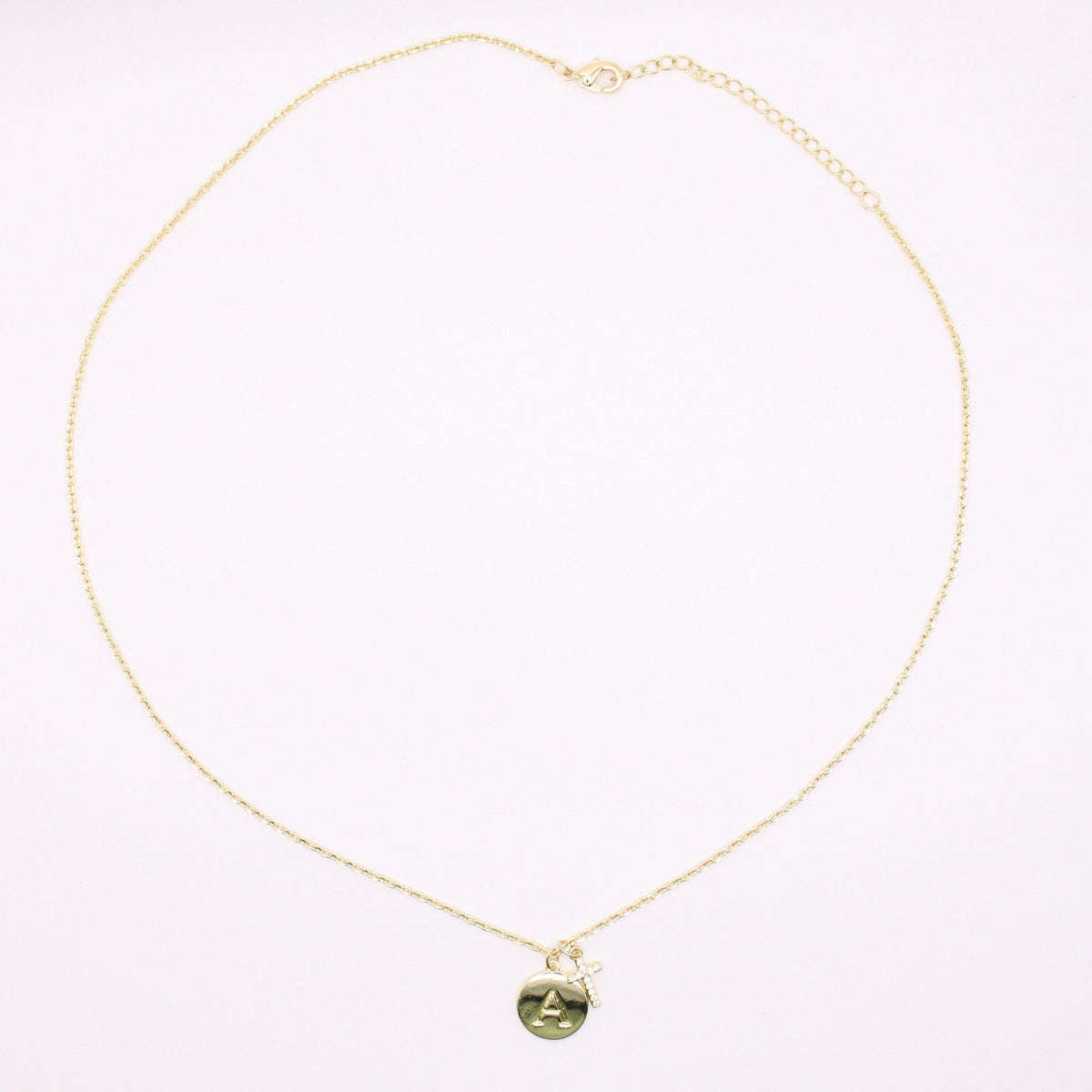 Initial Cross Gold Necklace