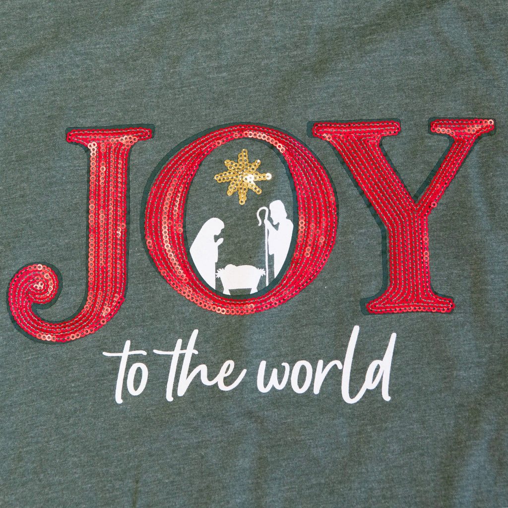 Joy to the World Long Sleeve Sequin Tee