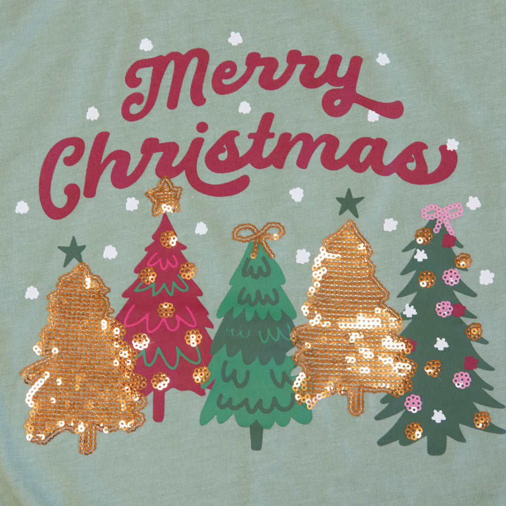 Merry Christmas Trees Sequin Tee
