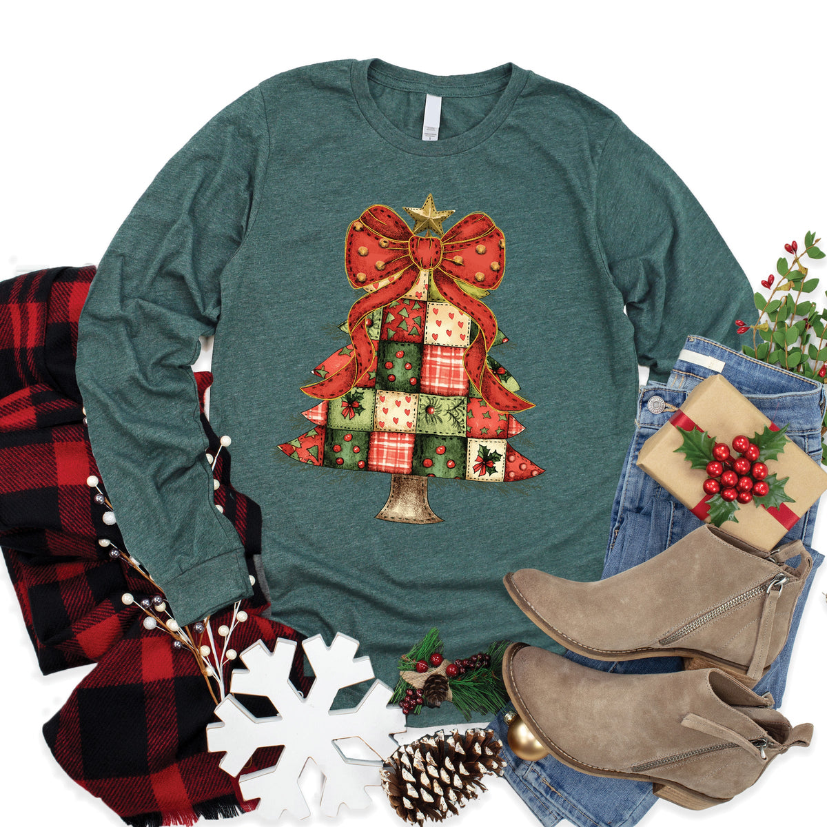 Christmas Tree Patchwork Long Sleeve