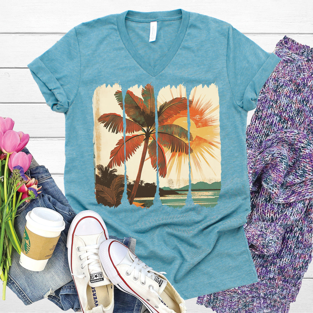 Sunset Brushstroke V-Neck