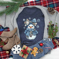 Snowman Blue Floral Tee